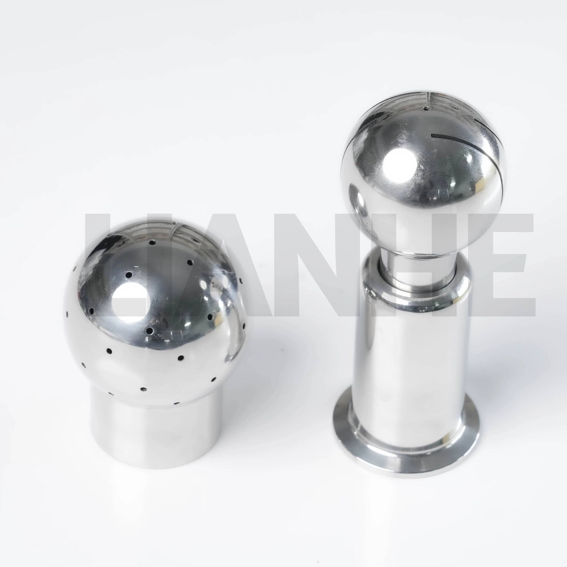 Bola de limpeza rotativa com braçadeira sanitária de aço inoxidável